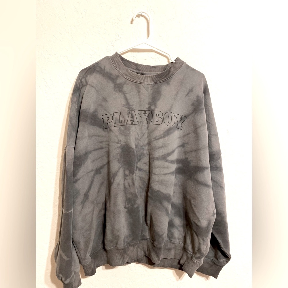 PLAYBOY Charcoal Tie-Dye Crewneck Sweatshirt